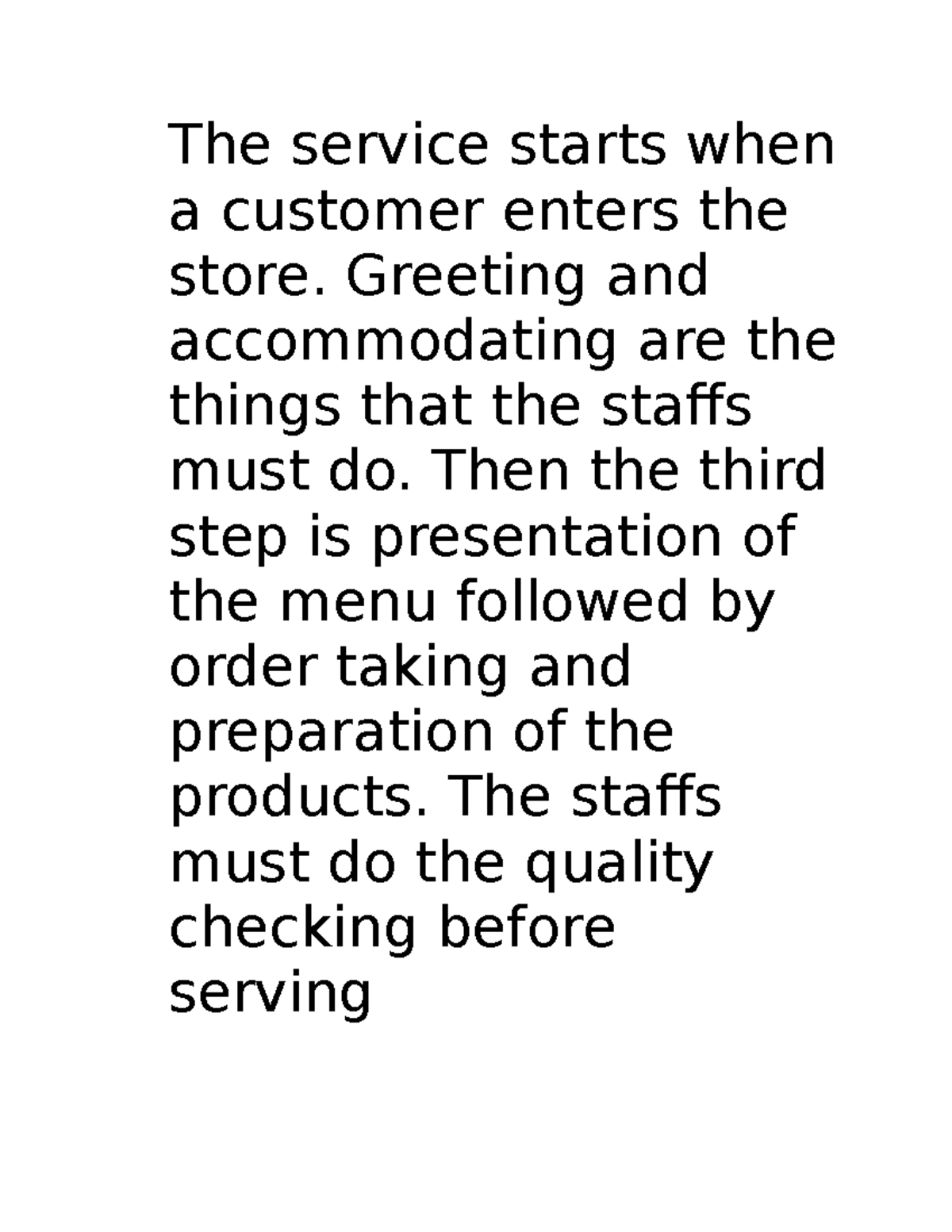 Service Process in Food Production: Key Steps Explained - Studocu