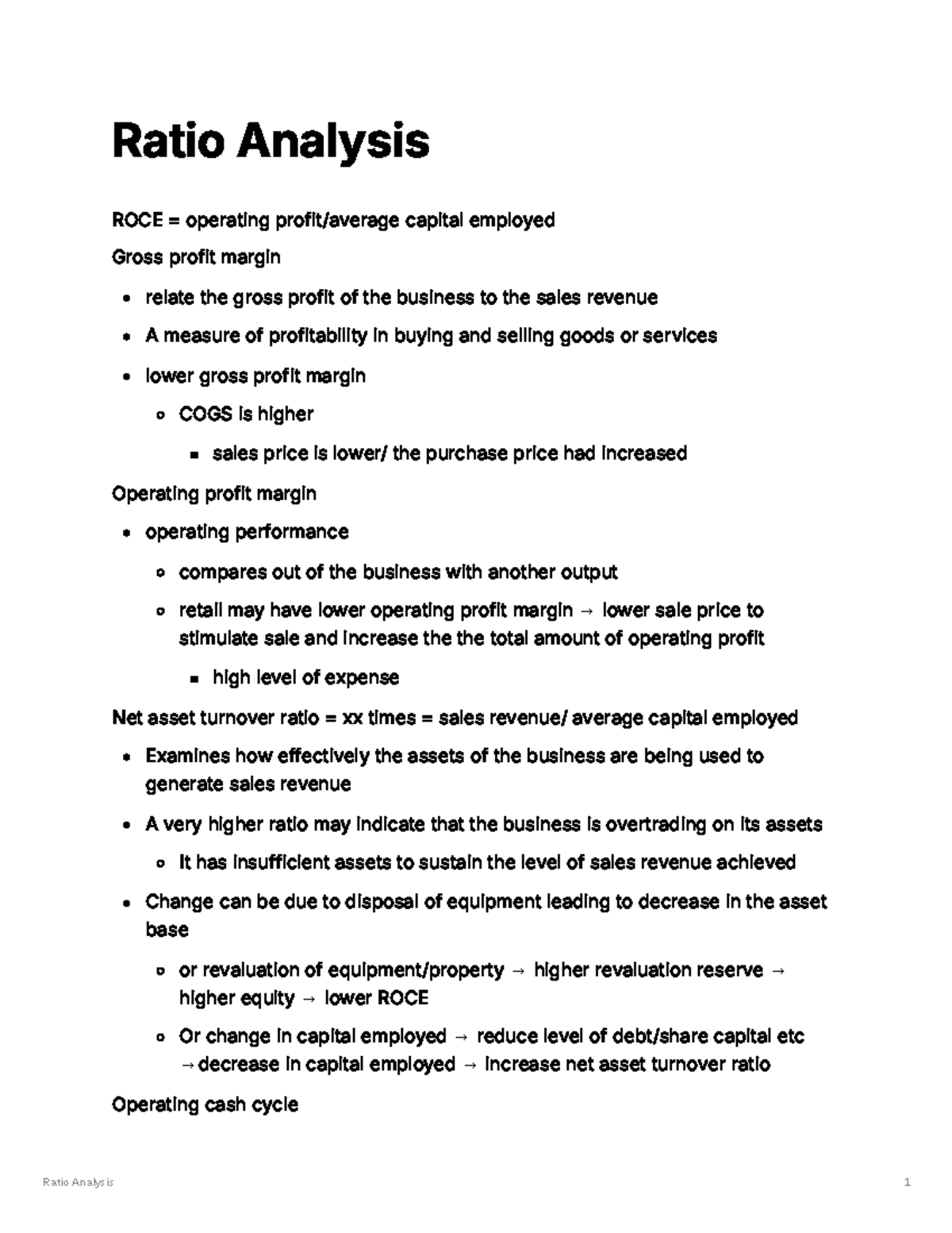 Ratio Analysis: Understanding Profitability and Liquidity Metrics - Studocu