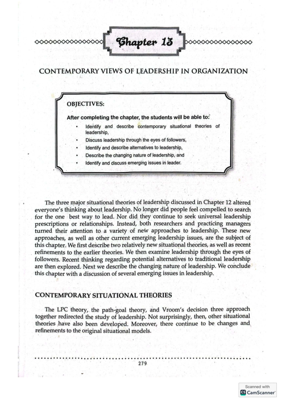Chapter 13: Contemporary Leadership Theories and Emerging Issues - Studocu