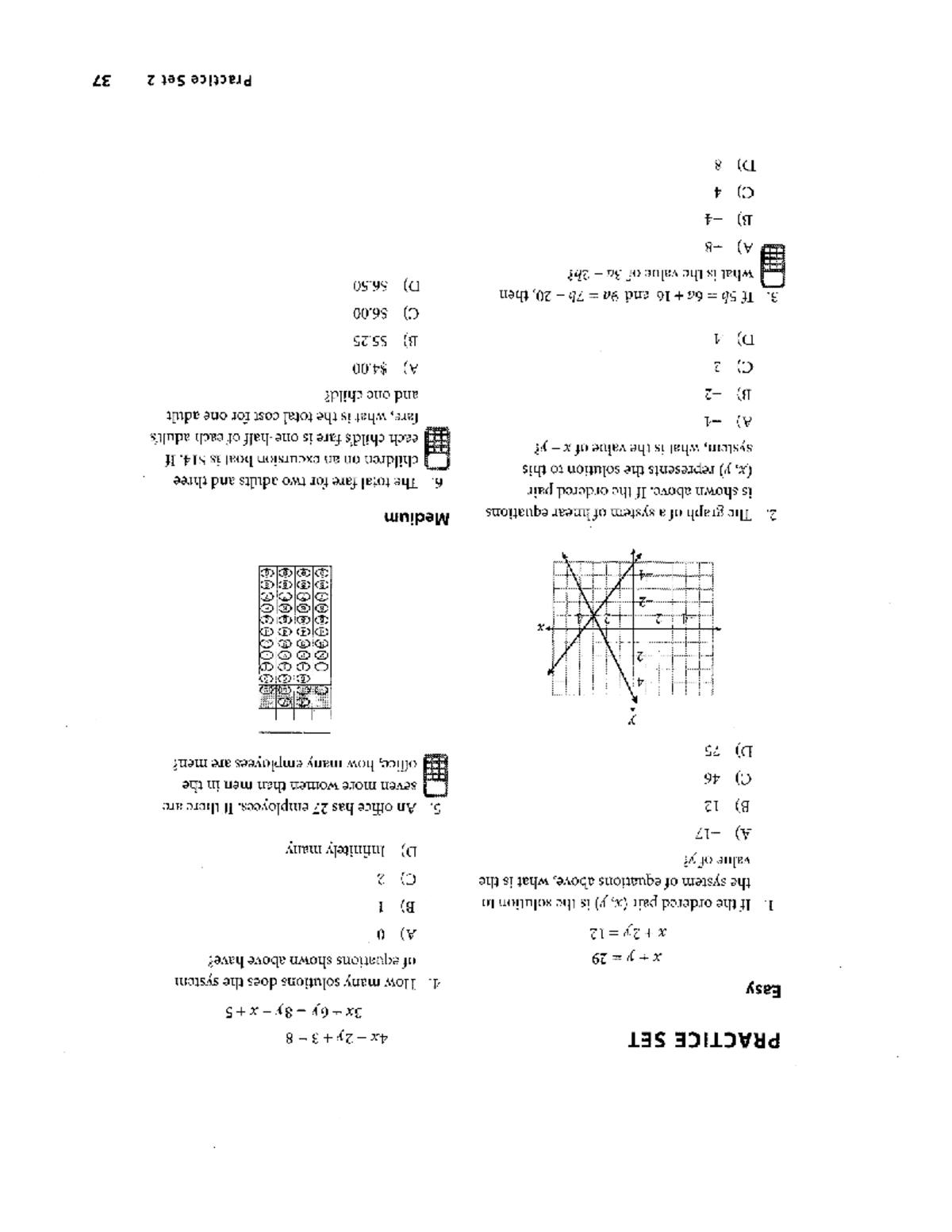 SAT Systems Practice Set: Solving Linear Equations and Graphs - Studocu