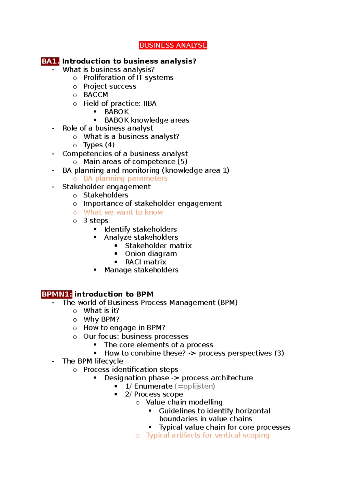 Business Analysis BA1: Comprehensive Overview and Key Concepts - Studocu