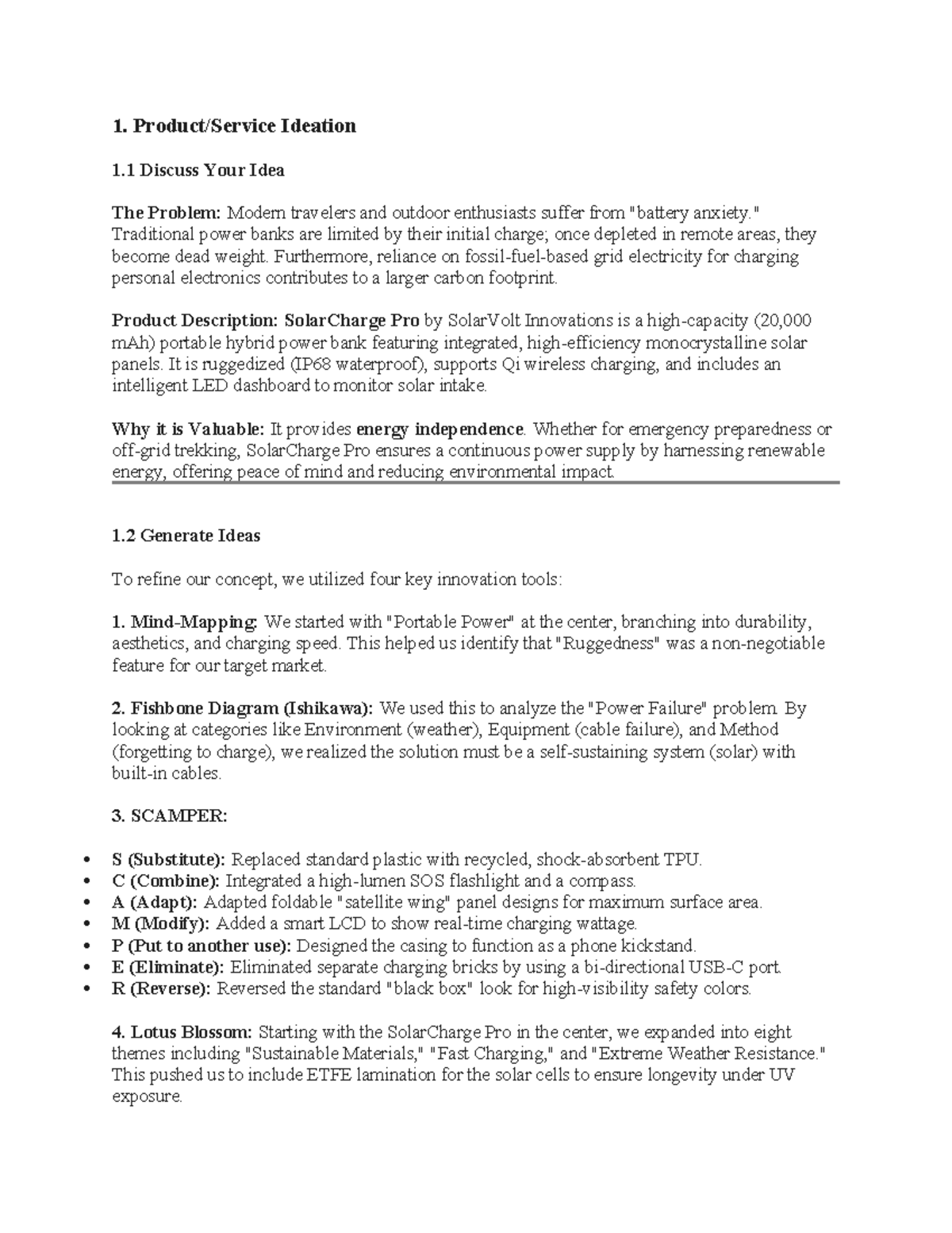 Innovative Product Development: SolarCharge Pro Concept Analysis - Studocu