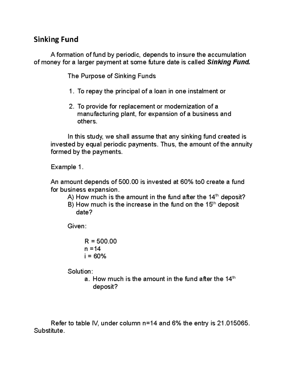 Sinking Fund Concepts and Calculations for Financial Planning - Studocu
