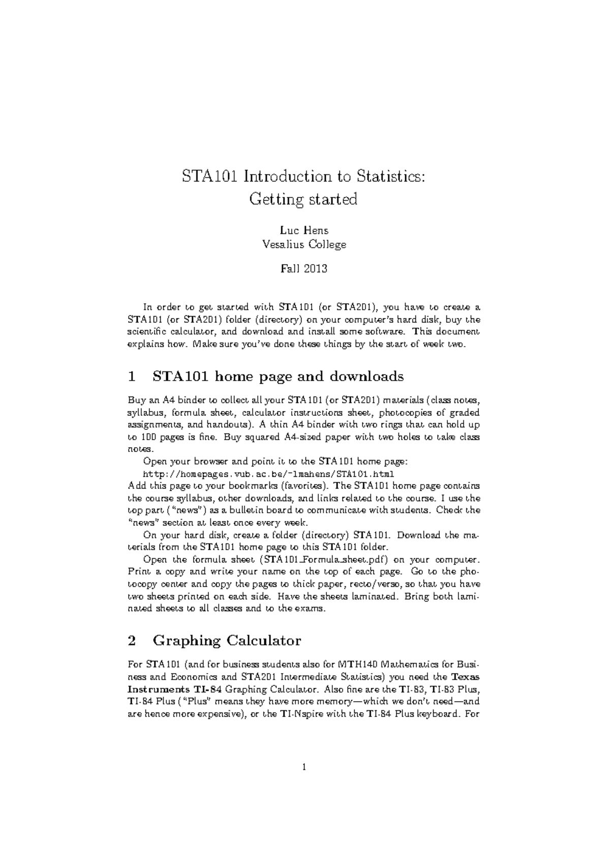 STA101 Getting Started Guide for 100 Level Students - Studocu