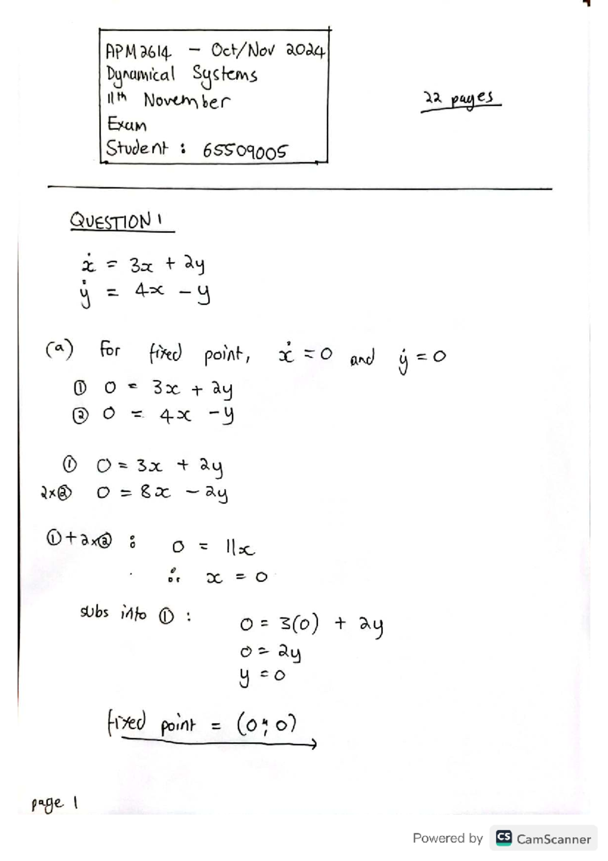 APM2614 November 2024 Exam Memo - APM 2614 2024 Dynamical Systems 11th ...