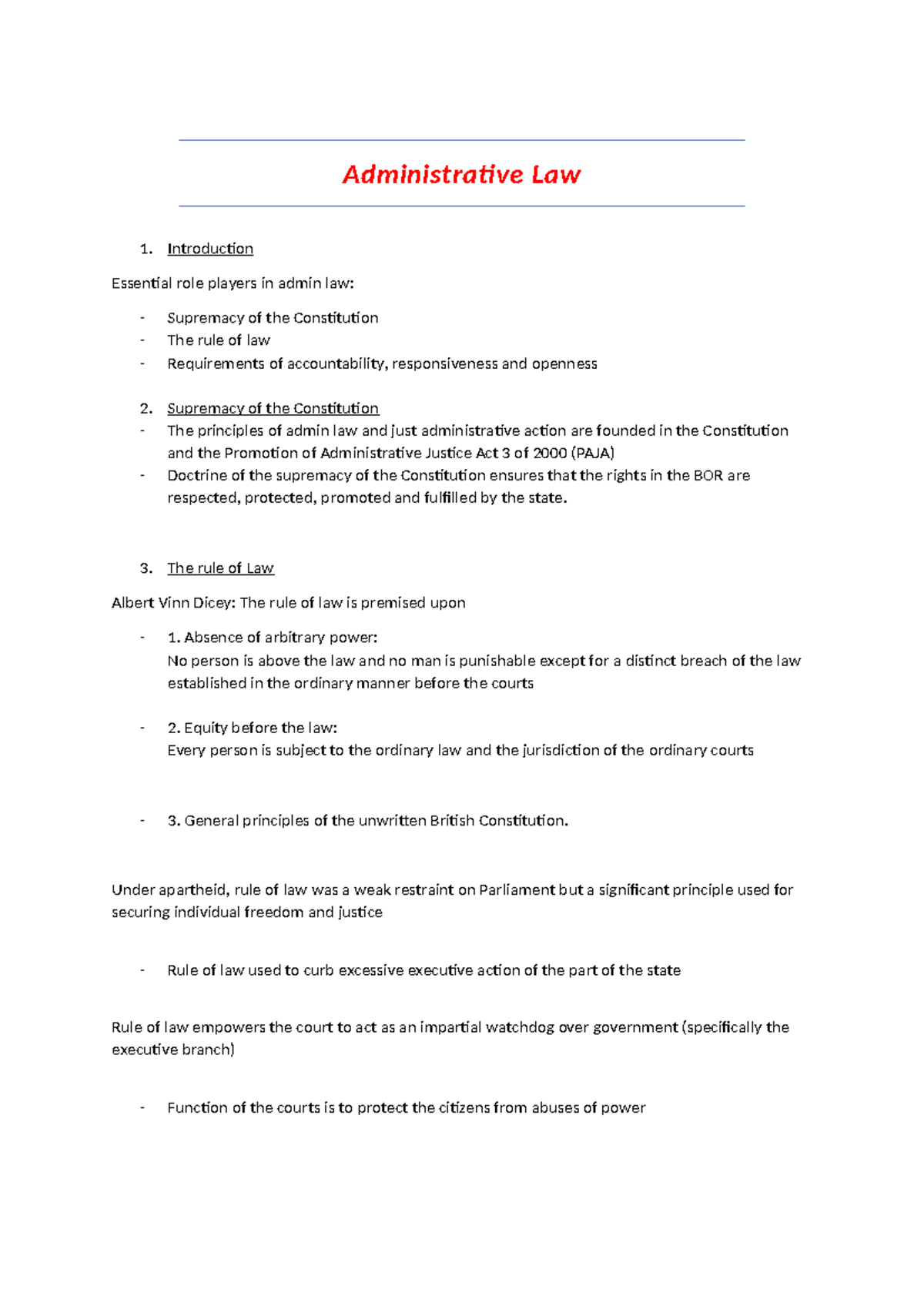 Admin Law 1: Key Principles & Concepts in South Africa - Studocu