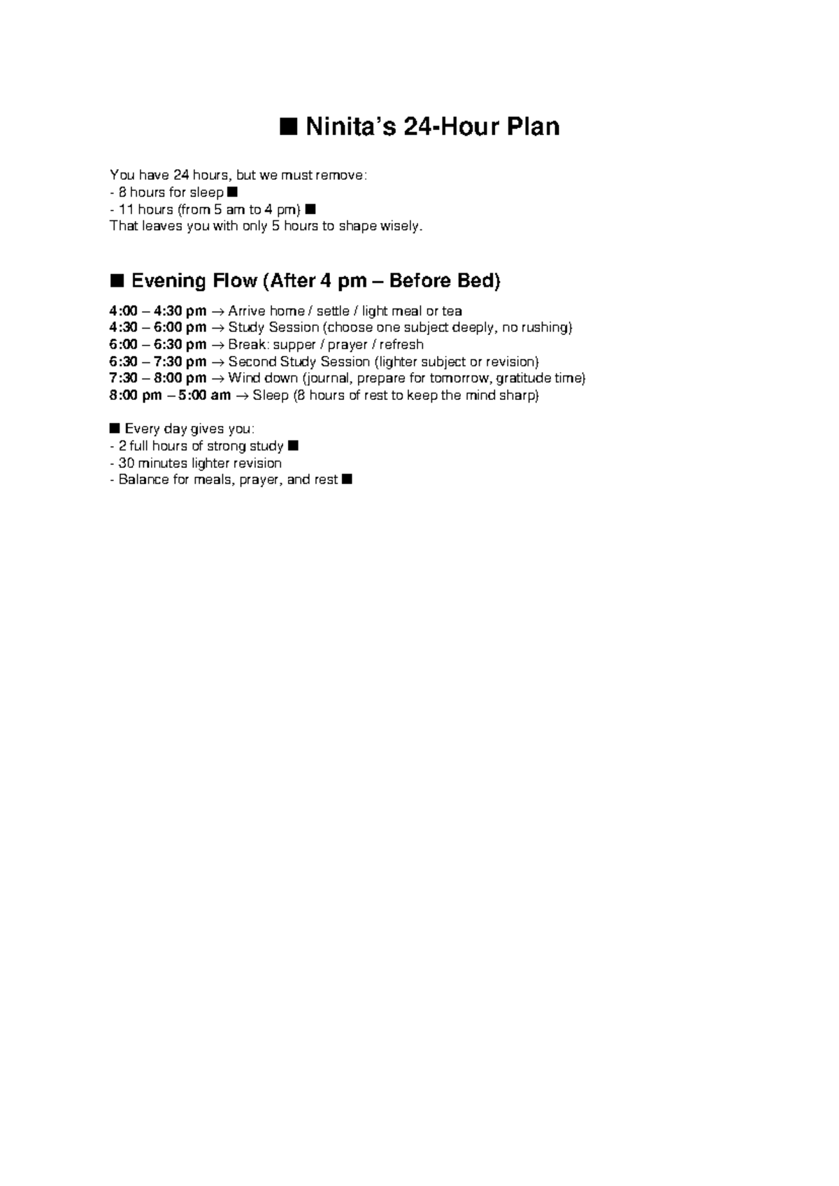 24hr Study Plan: Optimize Your Time Wisely - Studocu