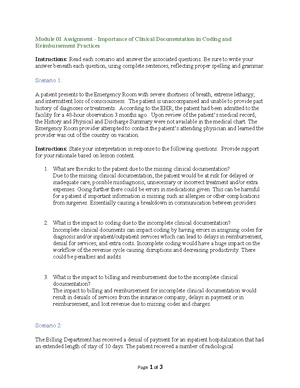 HIM1103 Mod 01 Clinical Documentation & Coding Assignment Worksheet ...
