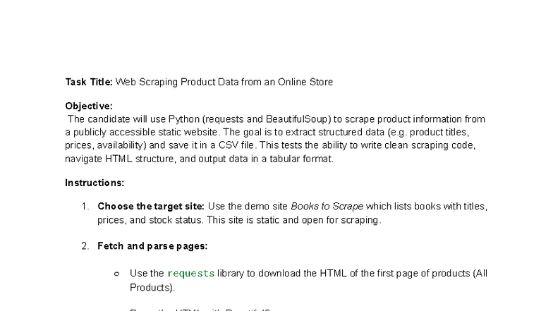 Web Scraping Project: Extracting Product Data with Python (CS101) - Studocu