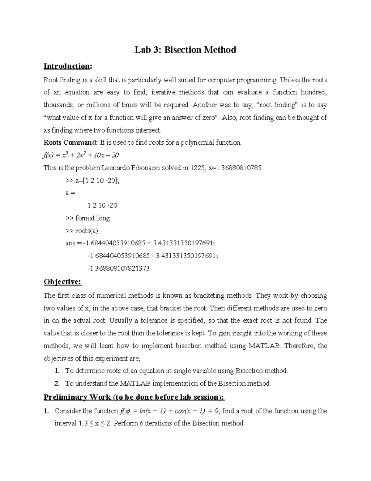 LAB 1 - Introduction to MATLAB: Commands and Basic Operations - Studocu