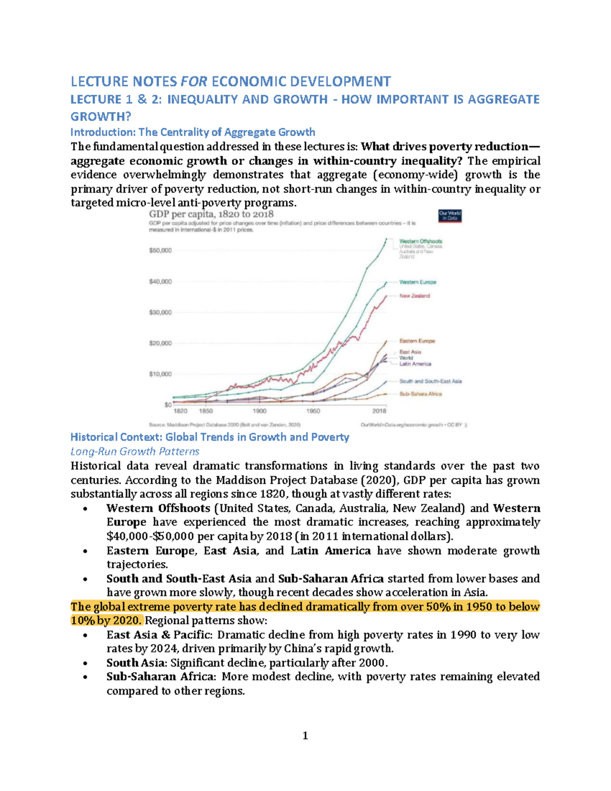 LECTURE NOTES FOR ECON 101: ECONOMIC DEVELOPMENT LECTURE 1-2 ON GROWTH ...