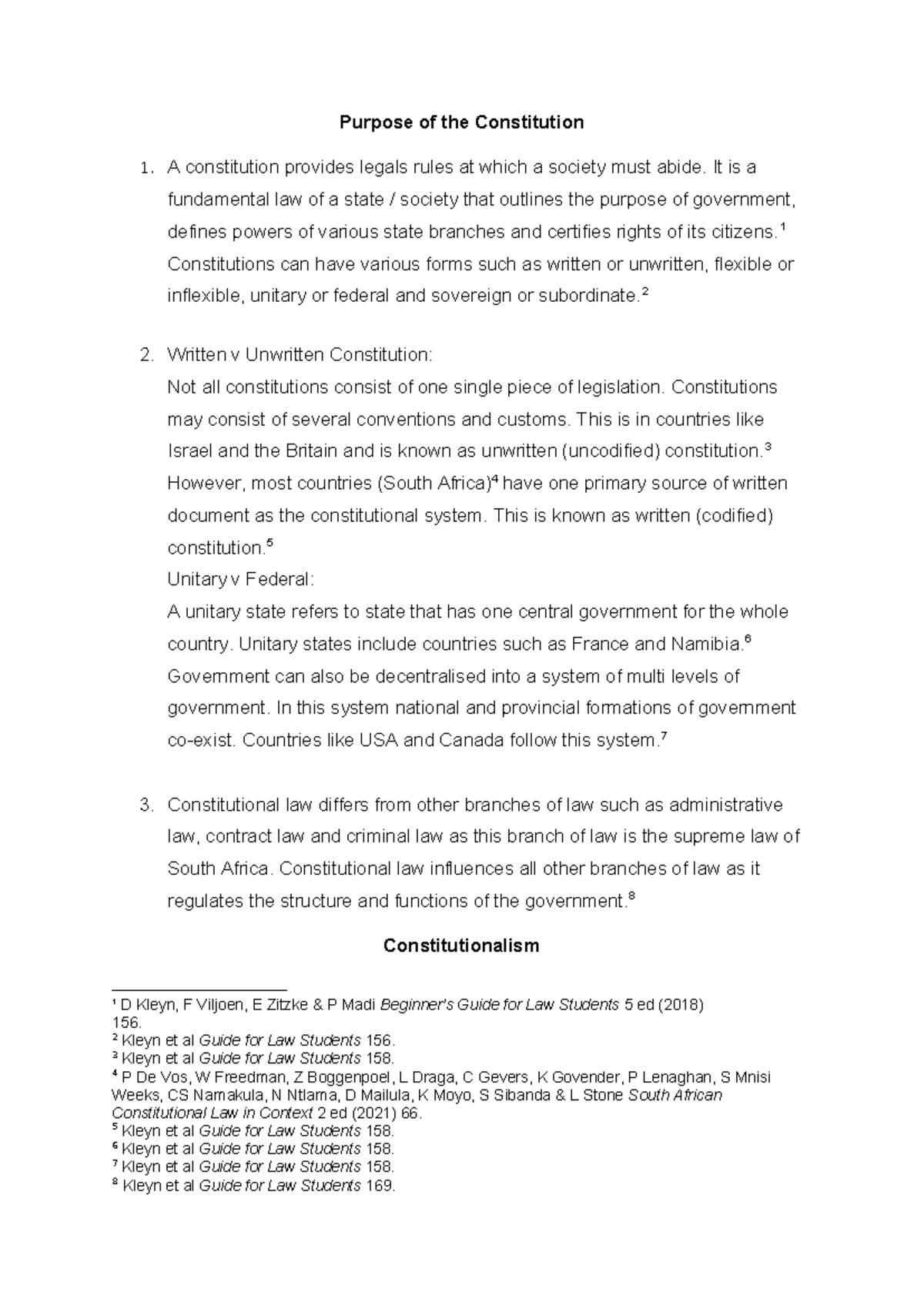 Tut 1 - Constitutional Law Overview and Key Principles - Studocu