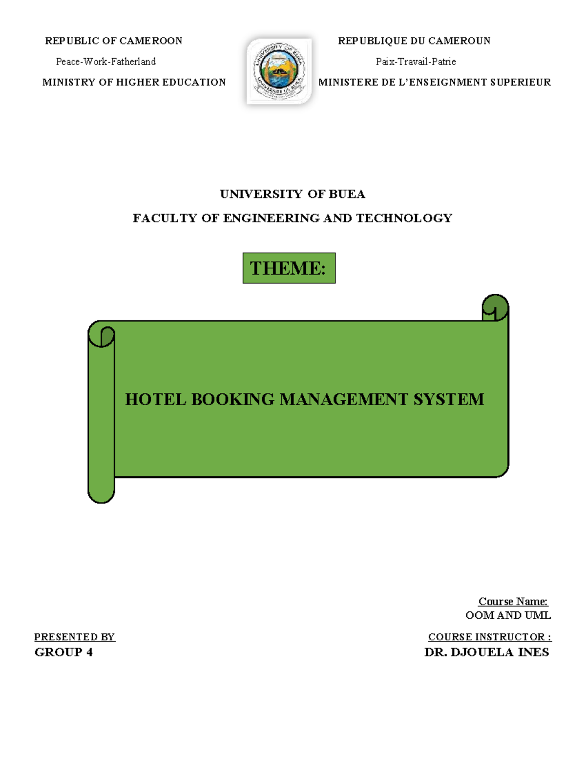 Hotel Booking Management System: OOM & UML Group 4 Project - Studocu