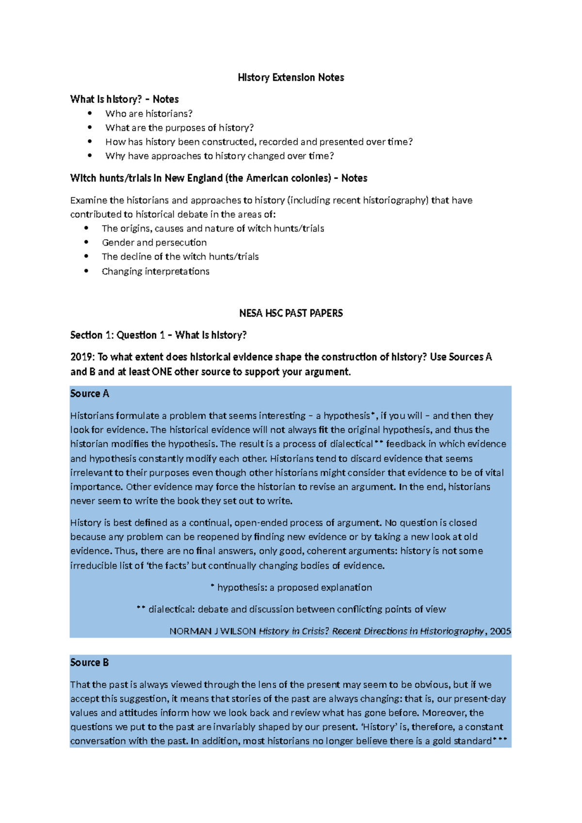HIST 1234: History Extension Notes on Historiography & Witch Trials ...
