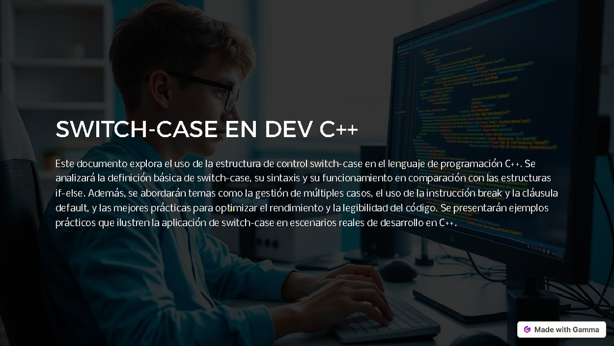 Switch CASE en DEV C++: Guía Completa y Ejemplos Prácticos - Studocu