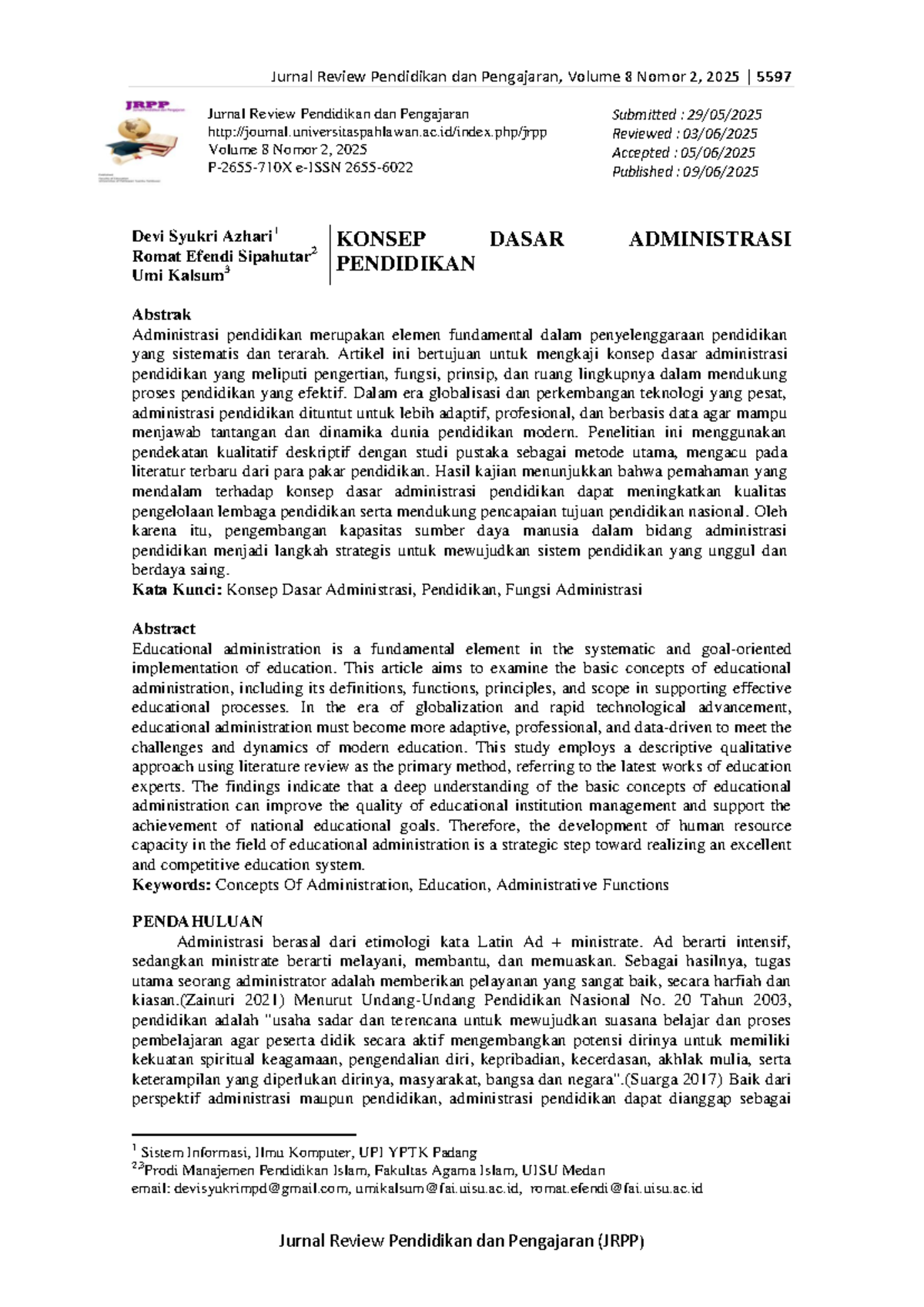 Konsep Dasar Administrasi Pendidikan dalam Jurnal Review Pendidikan dan ...