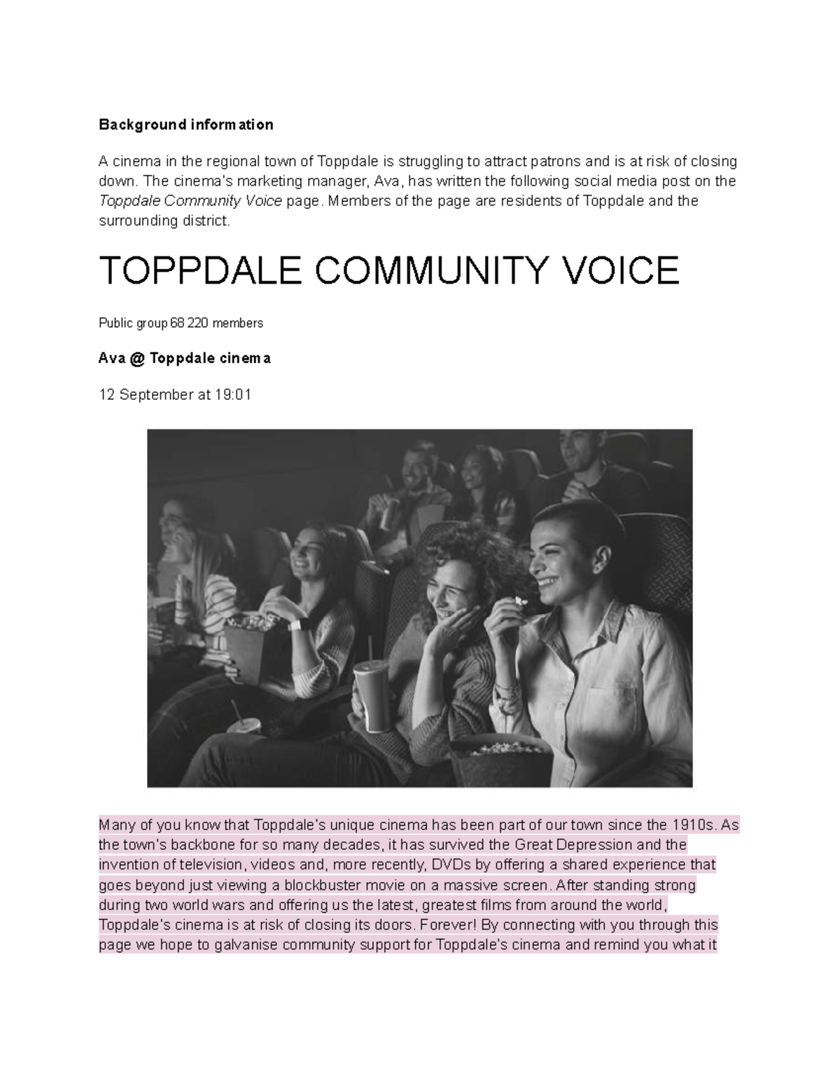 Toppdale Cinema: Community Appeal to Save Our Local Treasure - Past ...