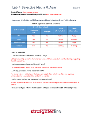 Lab-6-Quantitation of Cultured Microorganisms - A countable plate has ...