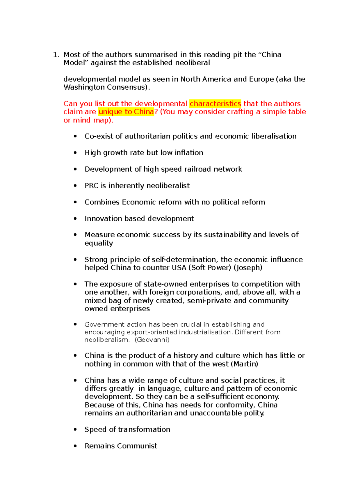 CCCH Tutorial 2 reading notes - Most of the authors summarised in this ...