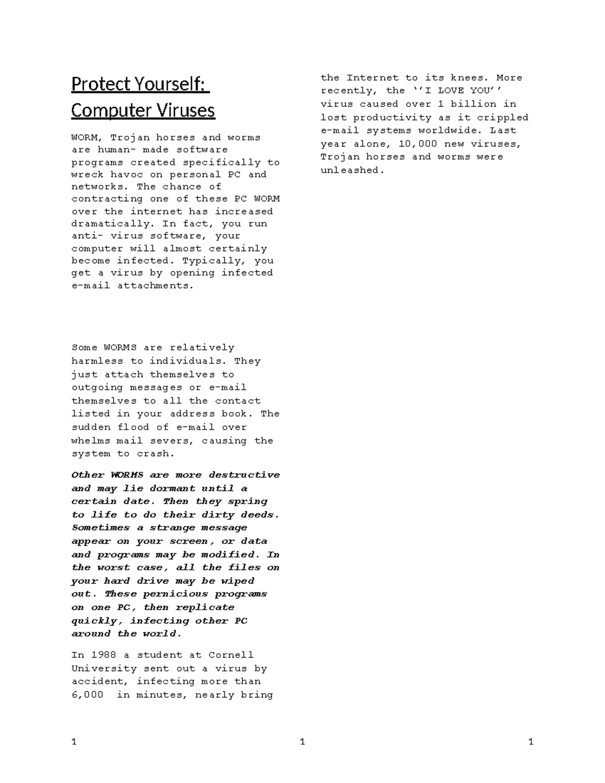 Protect Yourself from Computer Viruses and Malware - Awareness Guide ...