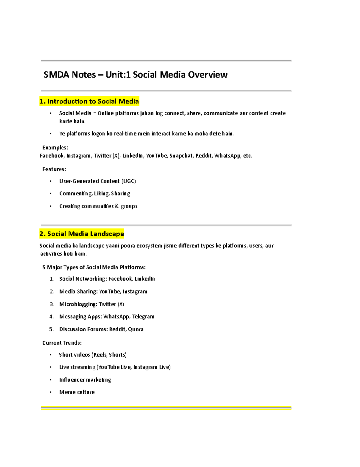 SMDA Notes Summary: Units 1-5 on Social Media & Network Fundamentals ...