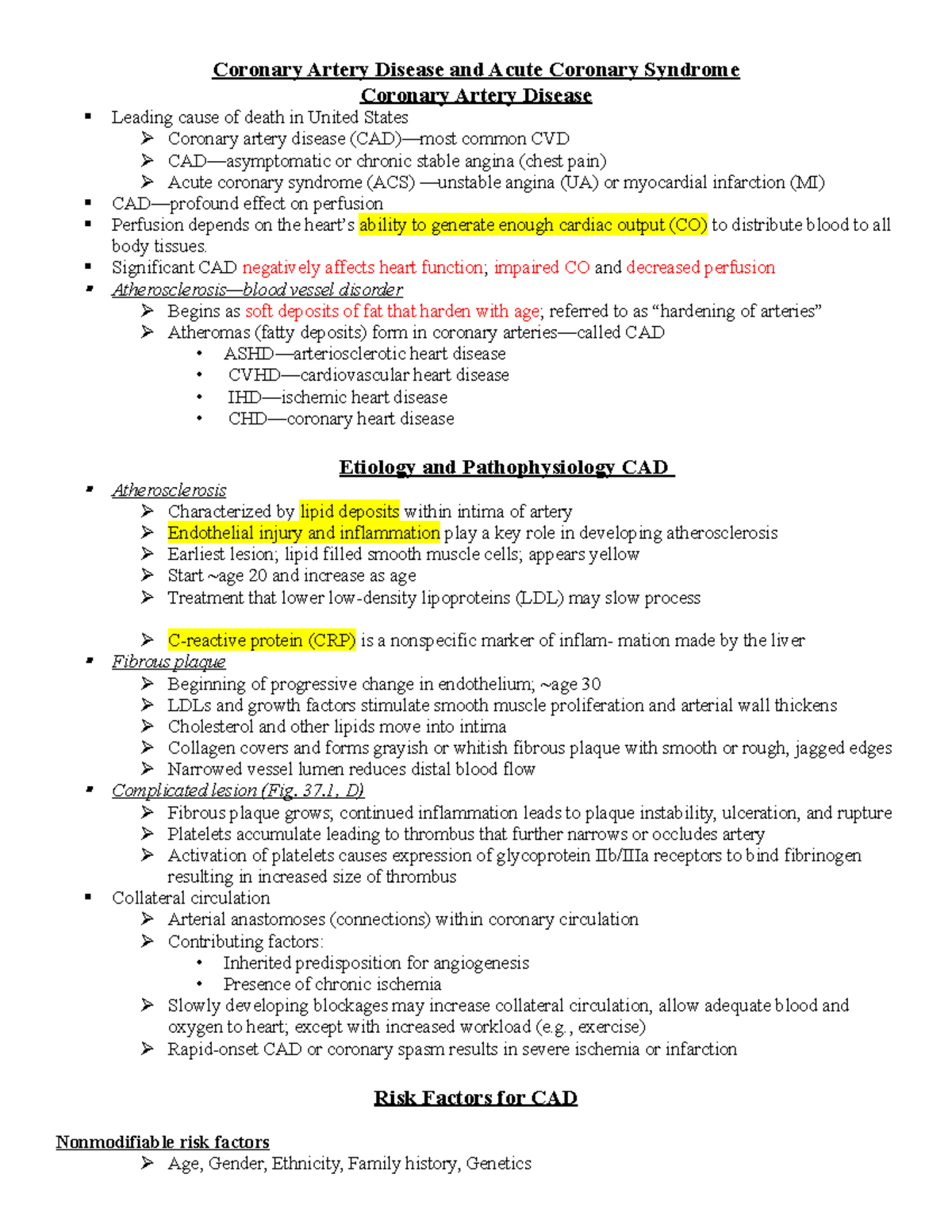 CAD AC - Comprehensive Review on Coronary Artery Disease and Acute ...