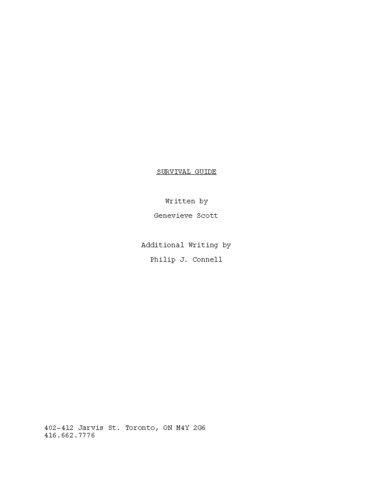 Survival Guide - Nov 19 - Shooting Script (4) - SURVIVAL GUIDE Written ...