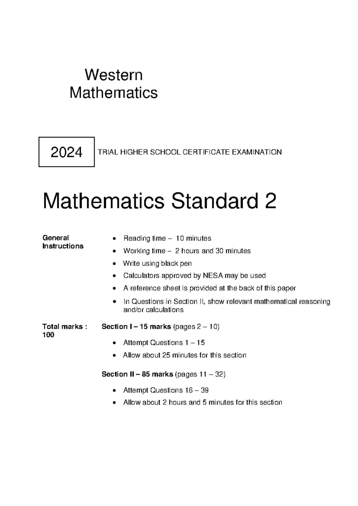 PEM-2024-Chem - 2024 Trial HSC Chemistry Exam Paper - Studocu