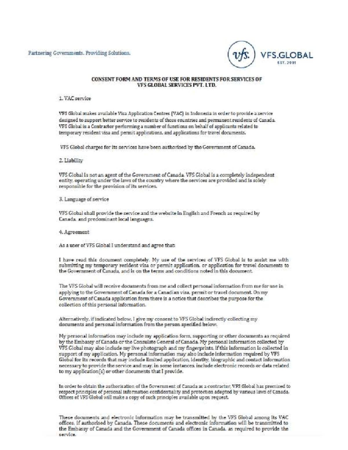 VFS.GLOBAL EET 30 Consent Form & Terms of Use for Residents - Studocu