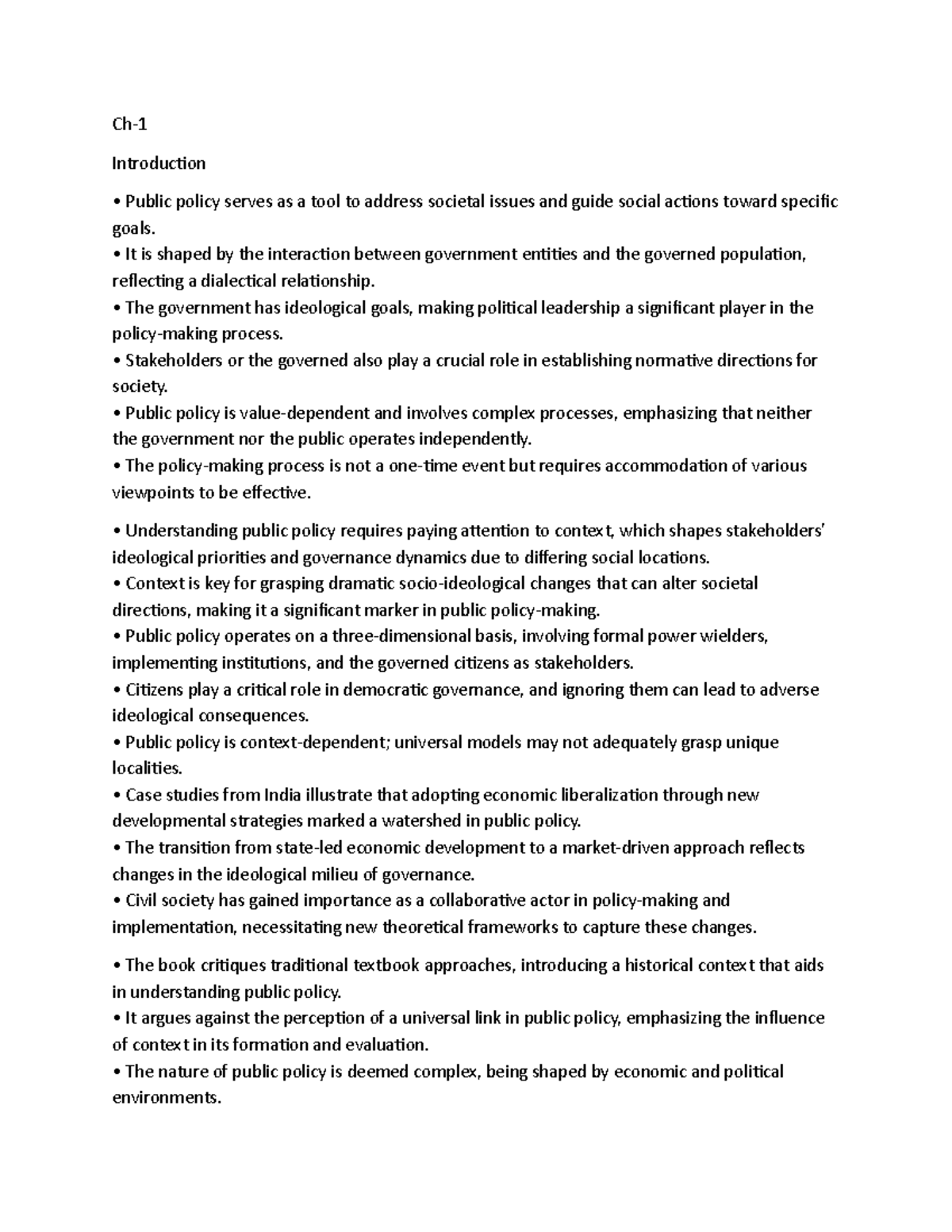 Ch1 POL - Public Policy: Key Concepts and Determinants in Governance ...