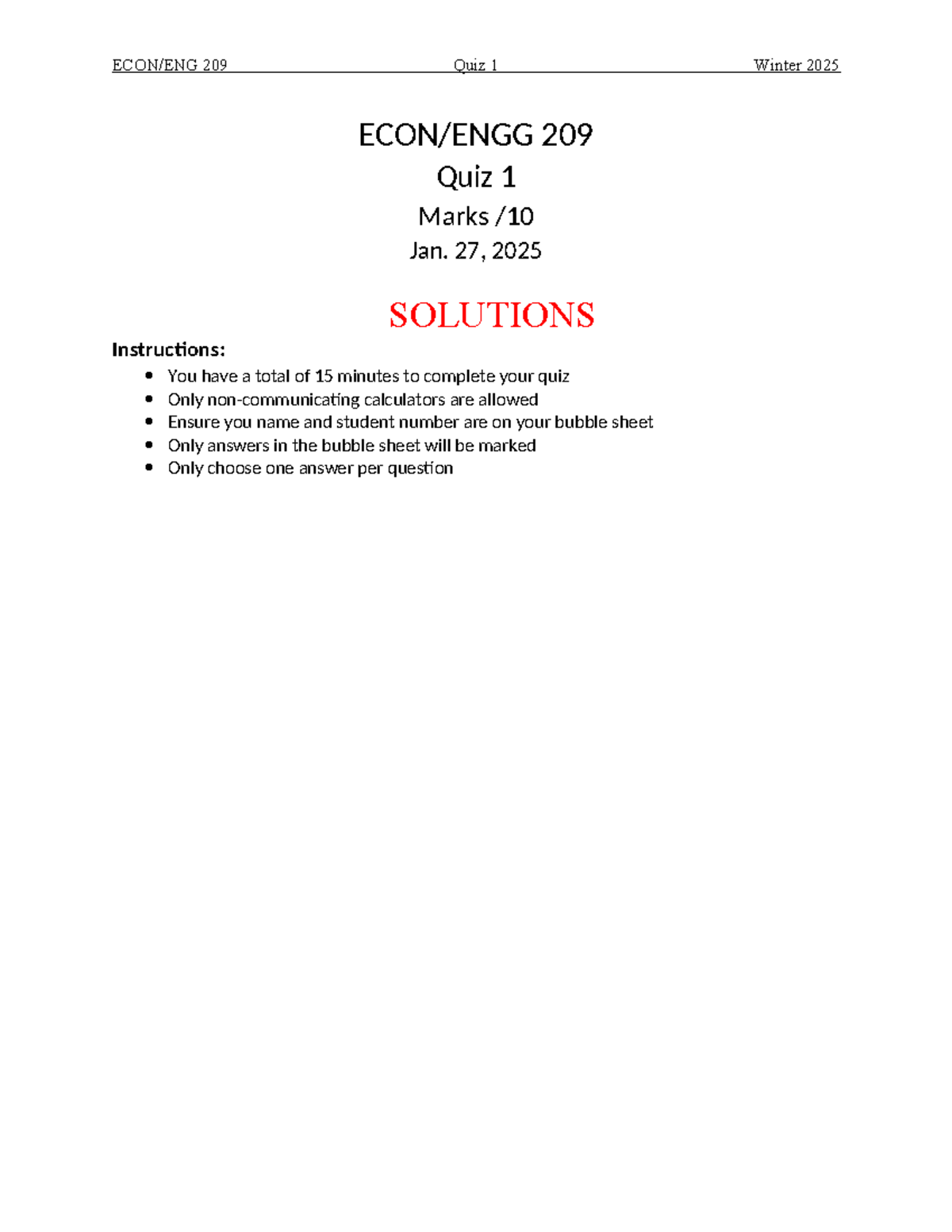 209 Quiz 1 Solutions - Winter 2025 - Studocu