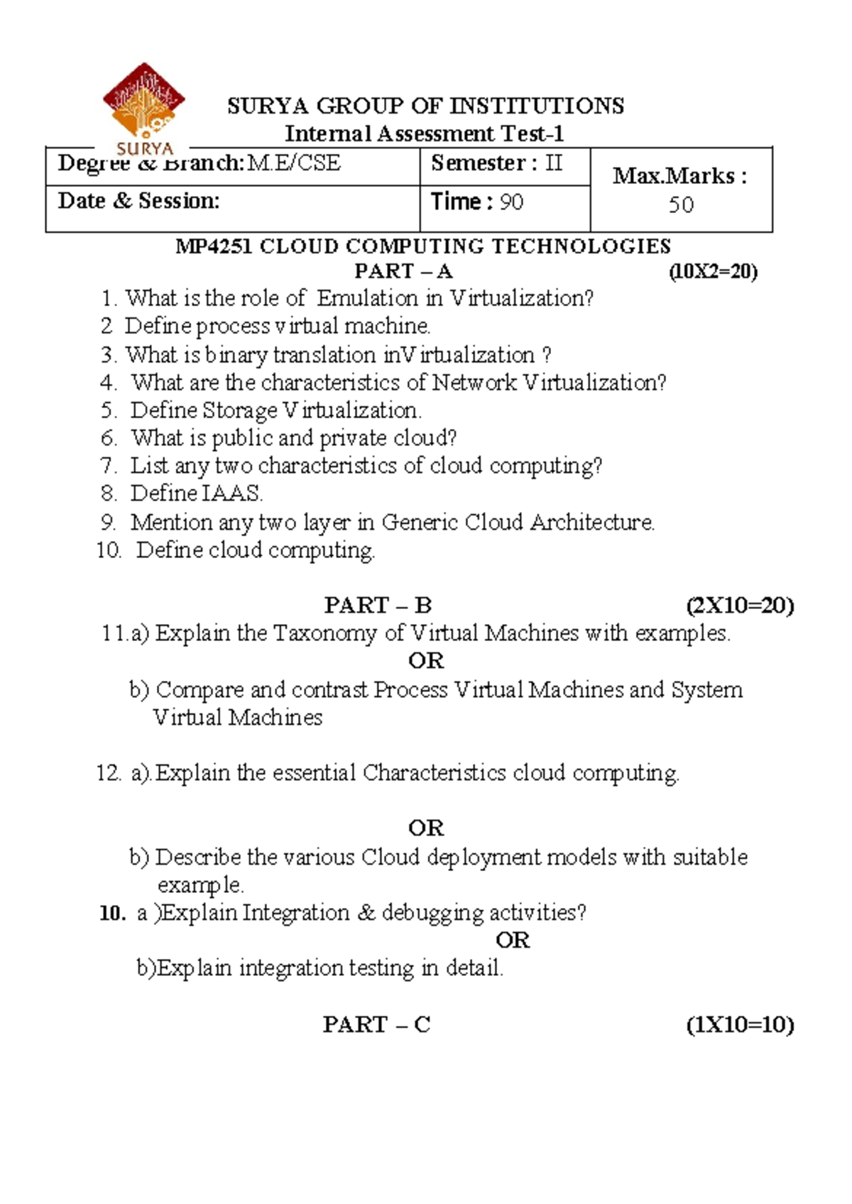 CCT-IAT1 Internal Assessment: Cloud Computing Technologies Exam - Studocu