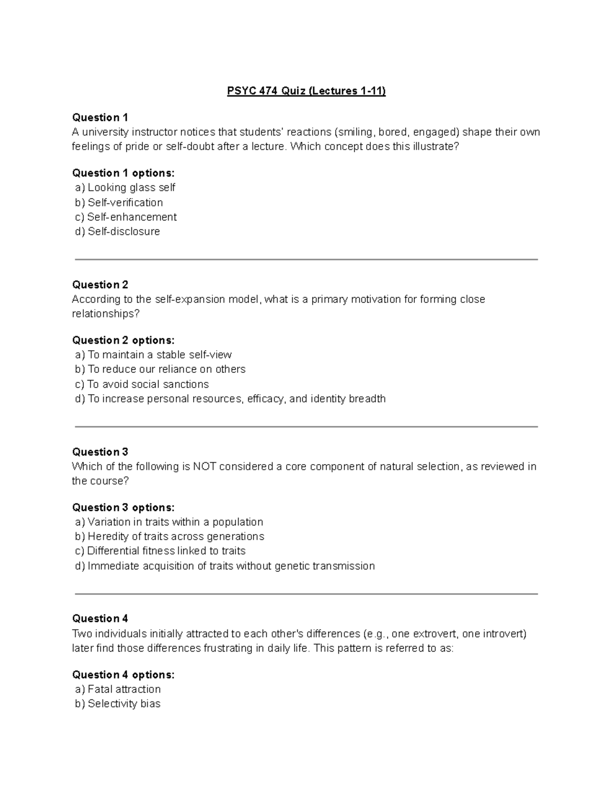 PSYC 474 Quiz Practice Questions on Lecture Concepts - Studocu
