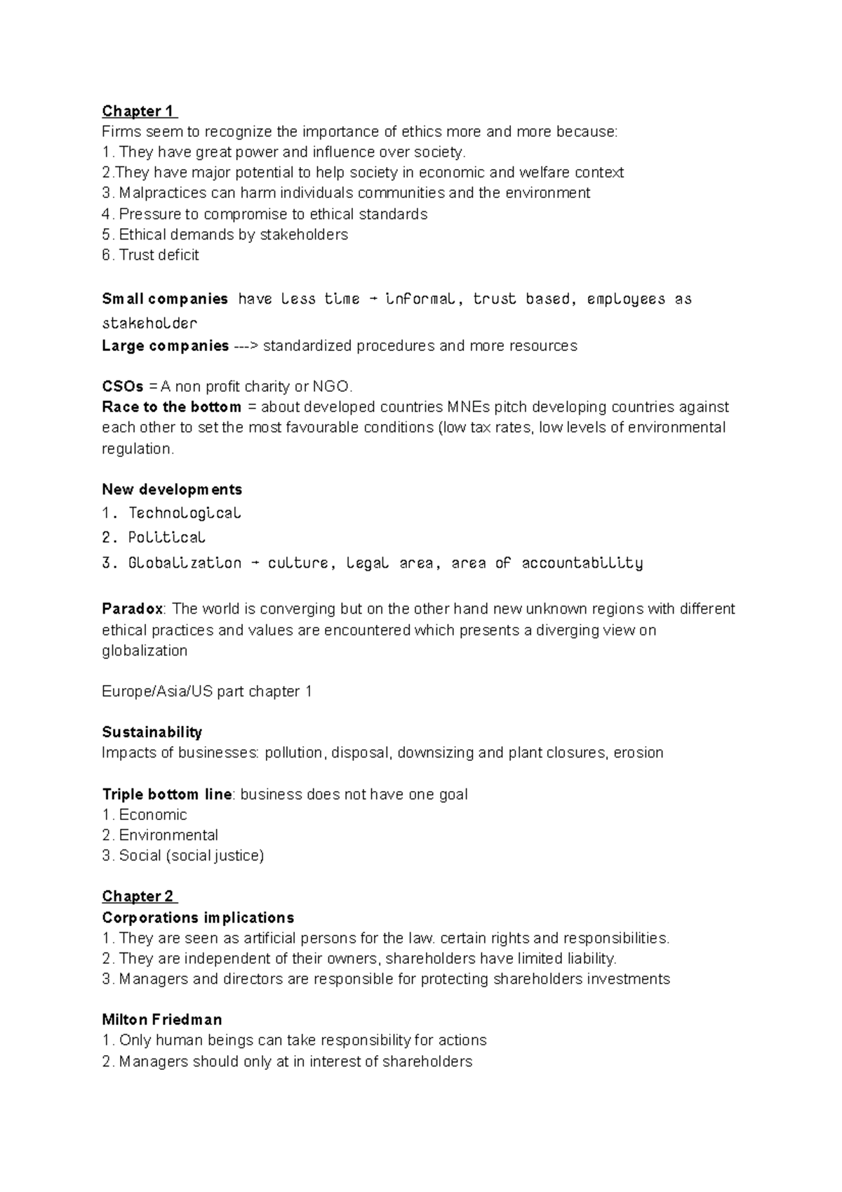 Business Ethics Summary - Chapters 1 to 9 Analysis and Insights ...