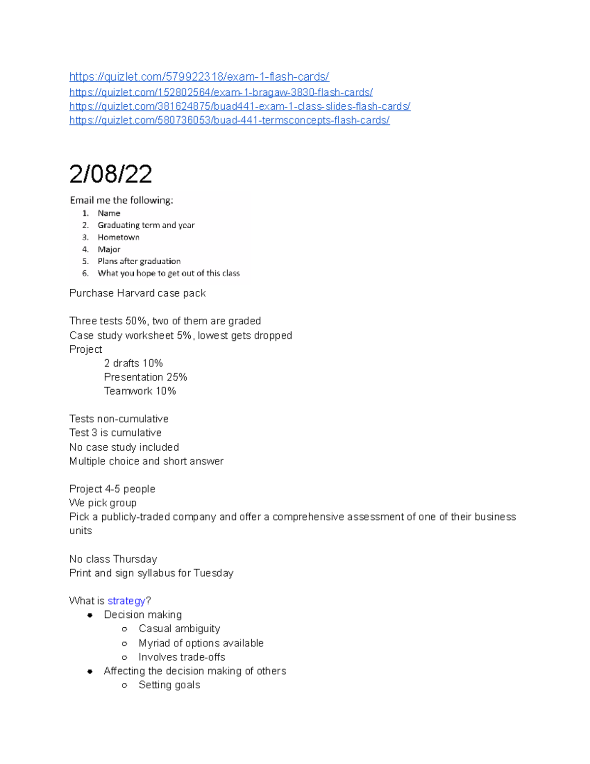 BUAD 441 Exam 1 Study Notes - Strategic Management Insights - Studocu