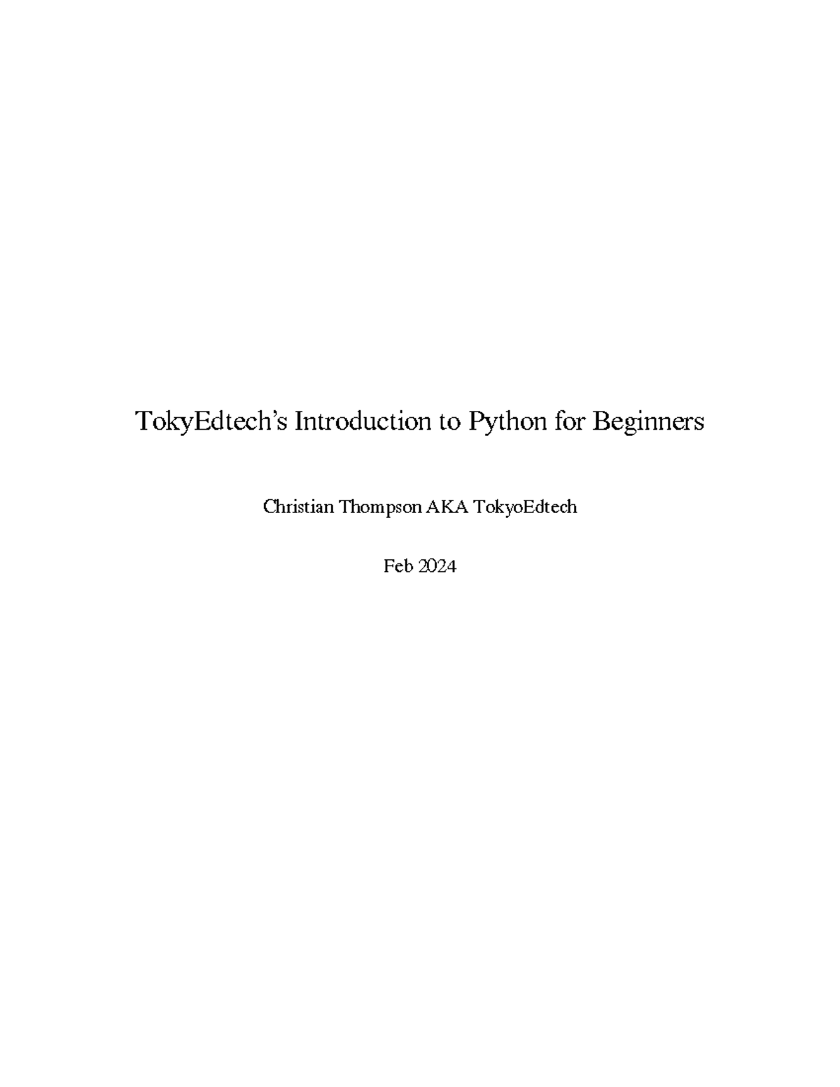 Tokyo Edtech: Intro to Python for Beginners (Feb 2024 Edition) - Studocu