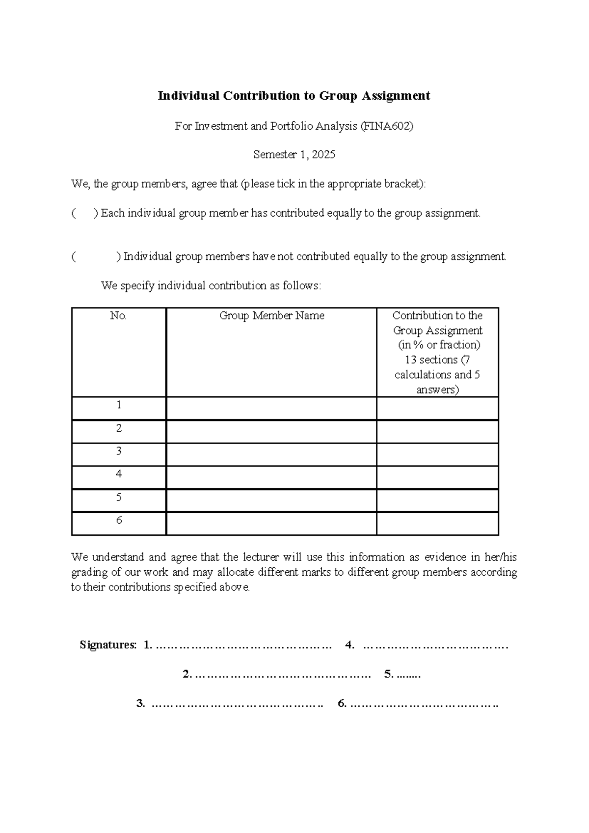 Individual Contributions and Analysis for FINA602 Group Assignment ...