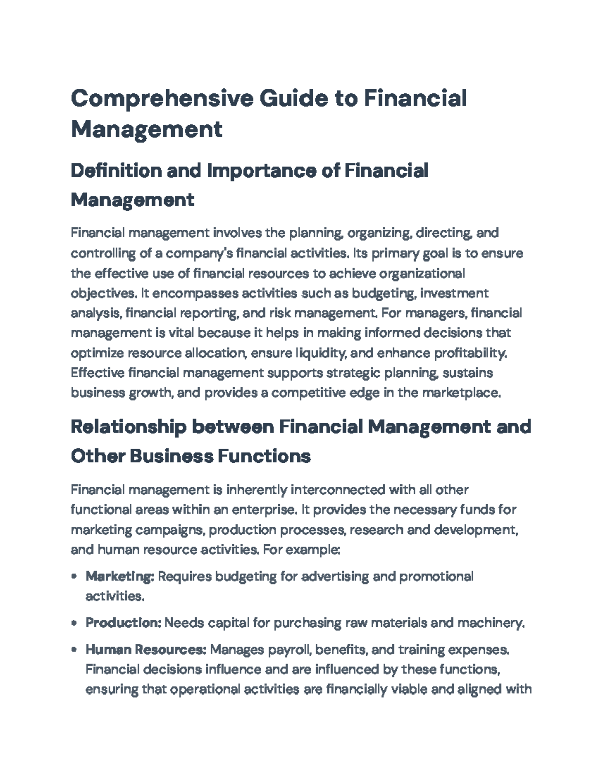 Comprehensive Guide to Financial Management Principles & Practices (FIN ...