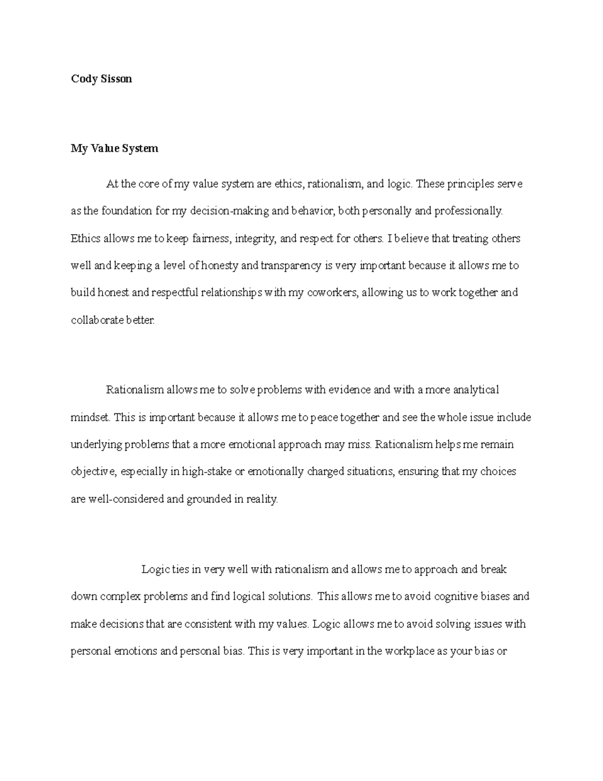 3-2 Project: My Value System and Development Goals for IT Manager Role ...