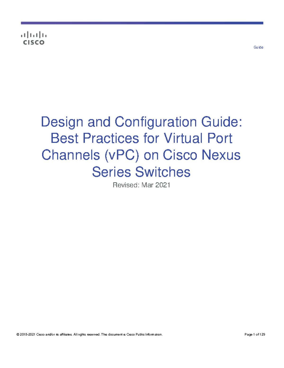 VPC Best Practices Design Guide: Configuring Virtual Port Channels on ...