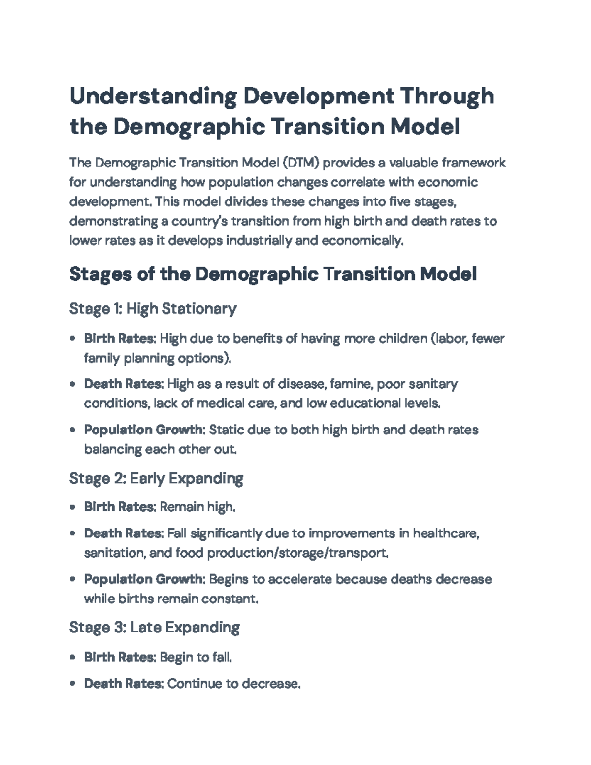 Demographic Transition Model and Economic Development Dynamics ...