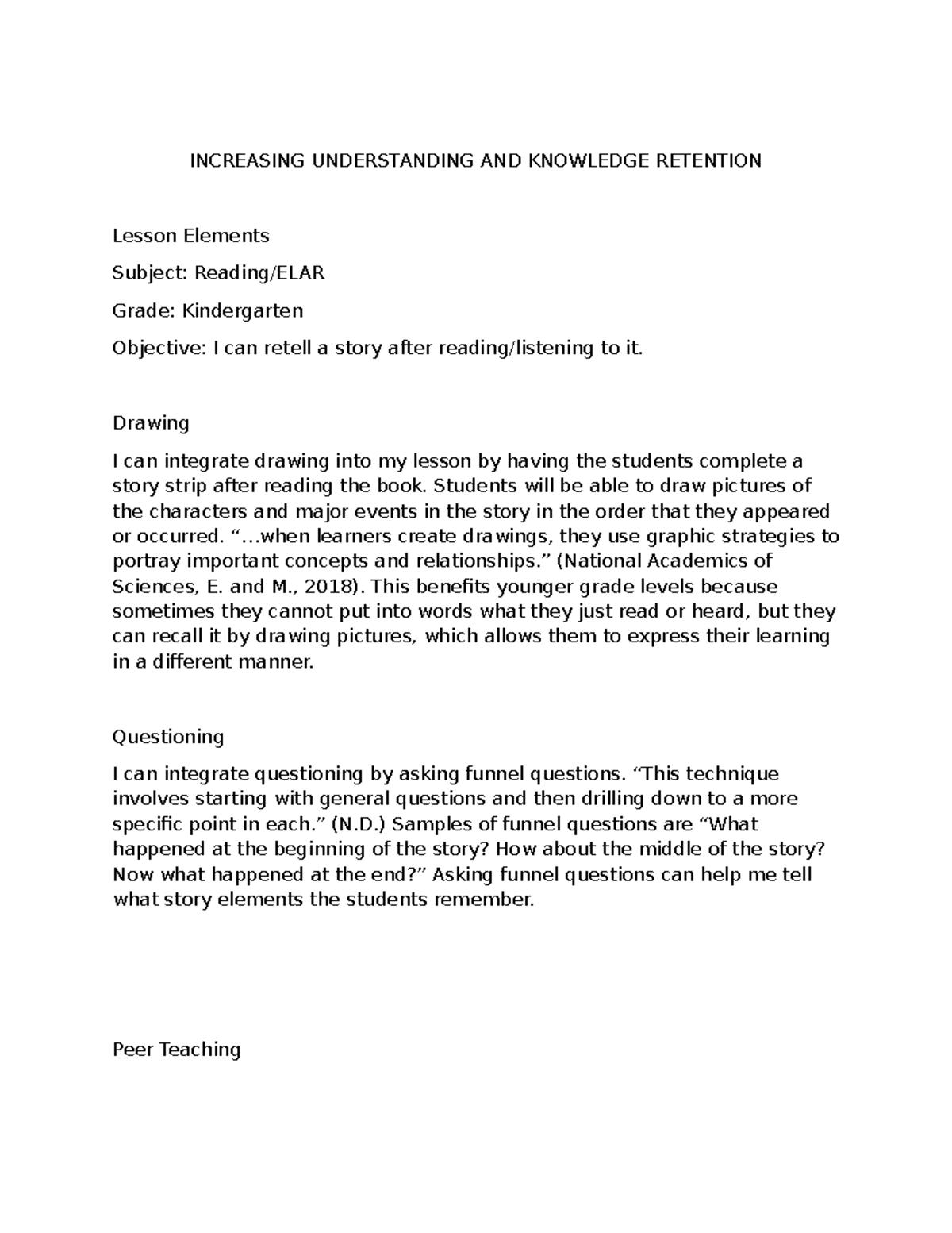 D 186 Task 3 - Enhancing Story Retelling & Math Skills in Kdg - Studocu