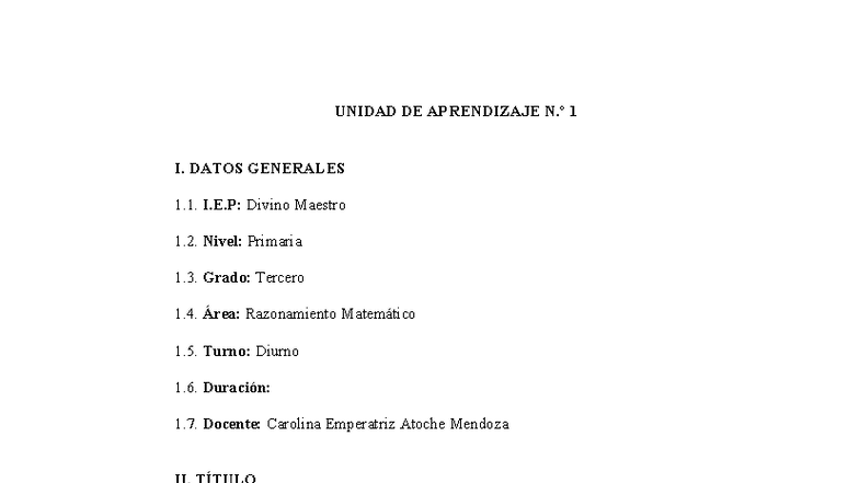 Unidad de Aprendizaje N.º 3 y 4: Razonamiento Matemático en Contextos ...