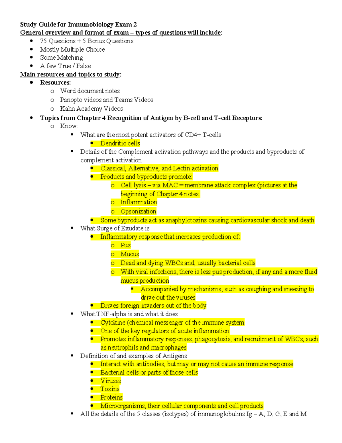 Study Guide for Immunobiology Exam 2: Key Topics & Resources - Studocu