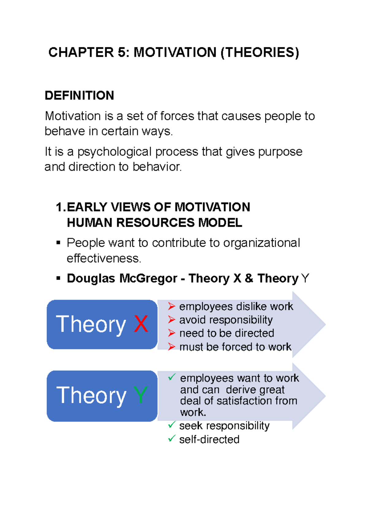 CHAPTER 5: MOTIVATION THEORIES - LECTURE NOTES - Studocu