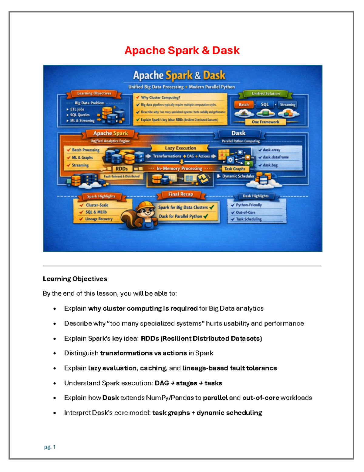 02. Apache Spark & Dask - Lecture Notes on Cluster Computing - Studocu