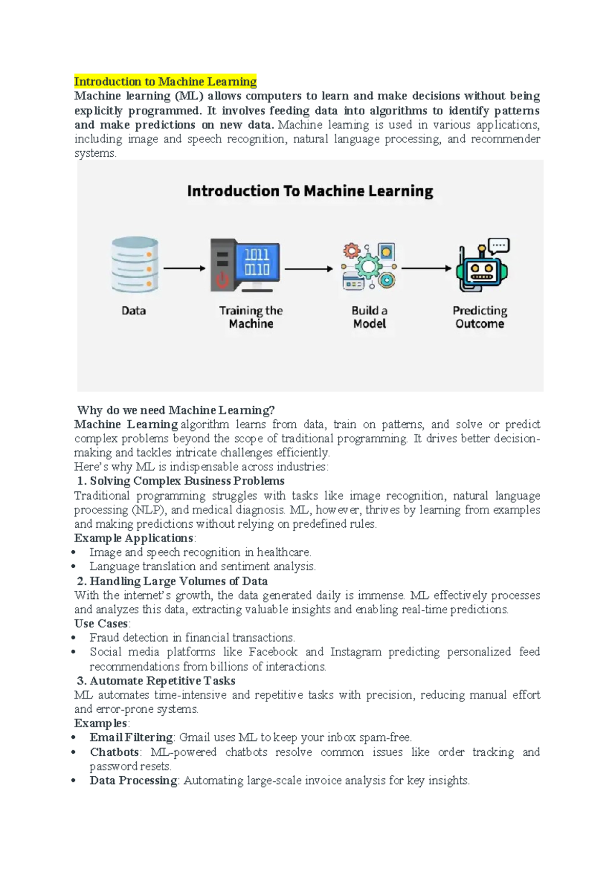 UNIT-1 Machine Learning: An Introduction to Concepts and Applications ...