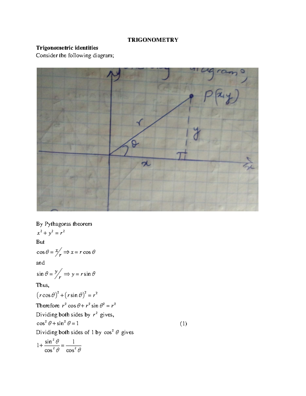 TRIG 101: Essential Trigonometric Identities and Formulas - Studocu