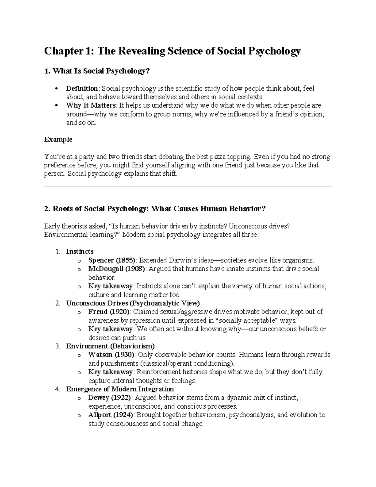Social Psychology PSY 101: Midterm Review of Key Concepts and Theories ...