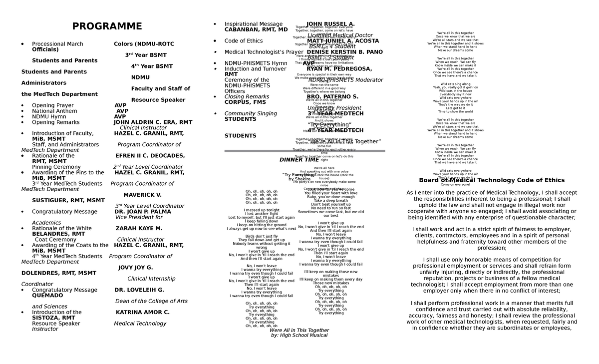 Programme-pinning-final - PROGRAMME Processional March Colors (NDMU ...
